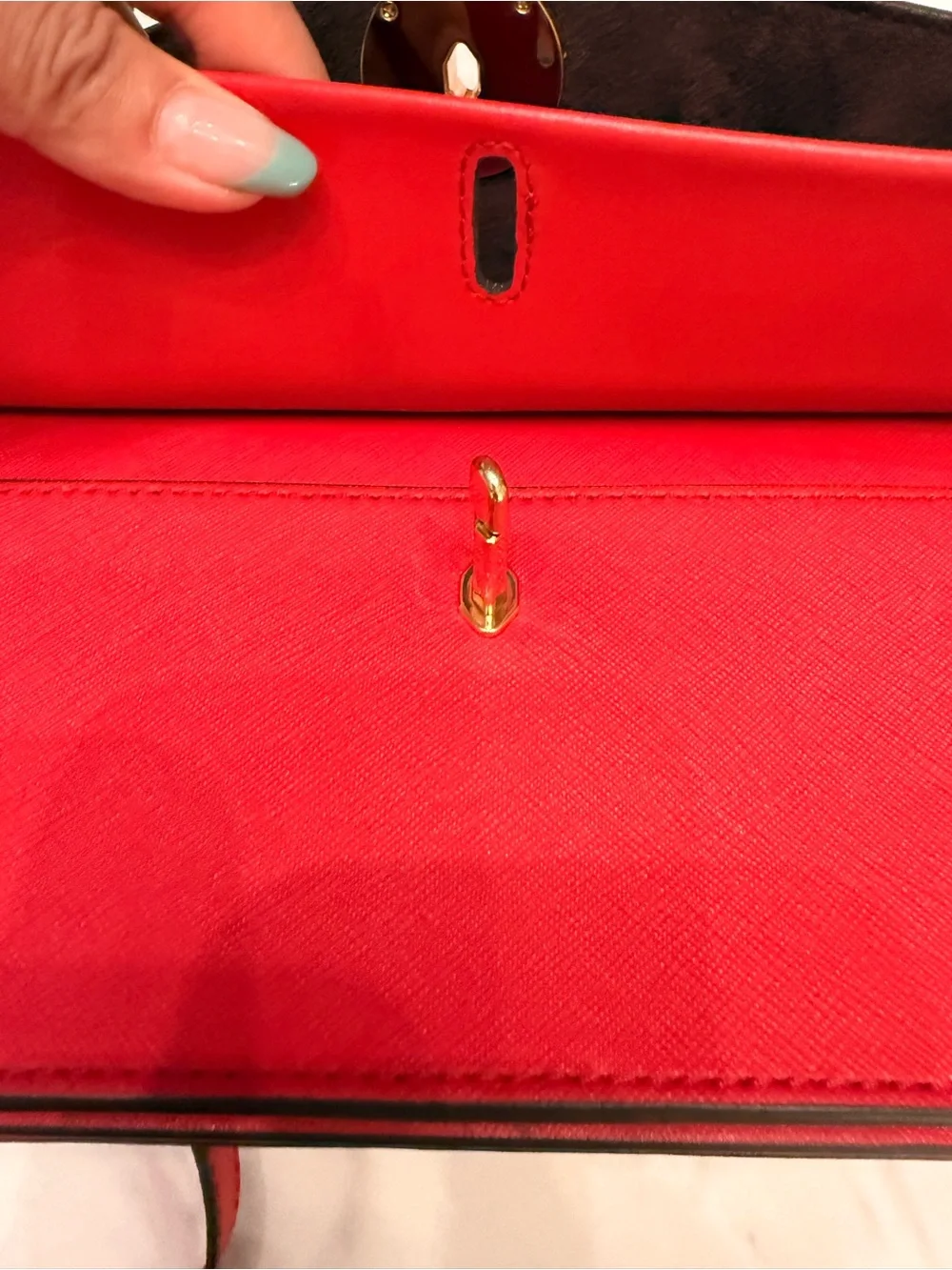 Michael Kors Red Saffiano Leather Crossbody with Gold MK Emblem